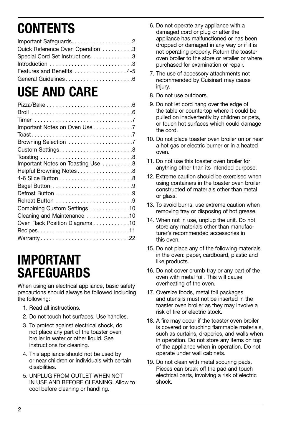 Cuisinart TOB-155 User Manual | Page 2 / 25