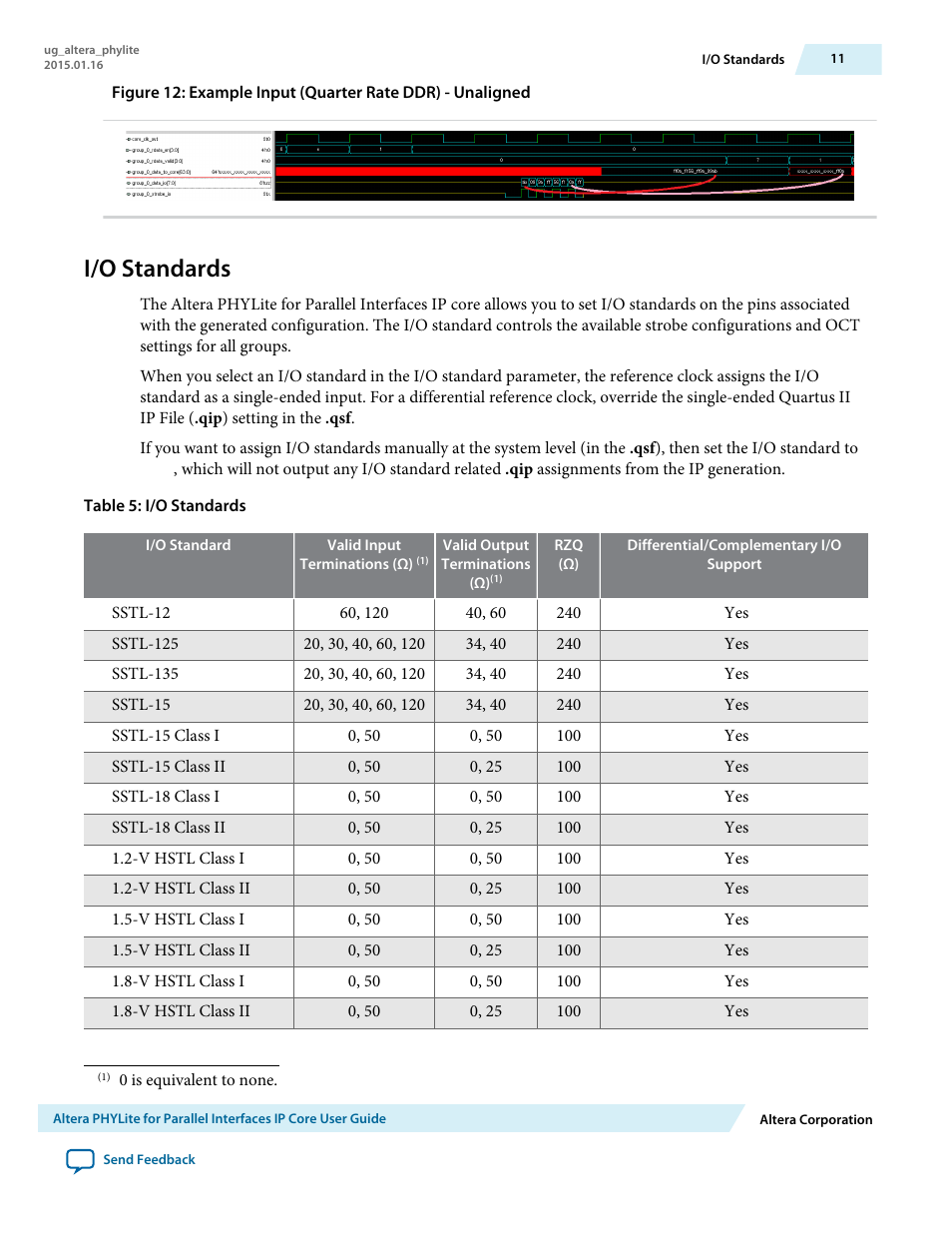 I/o standards | Altera PHYLite User Manual | Page 11 / 61