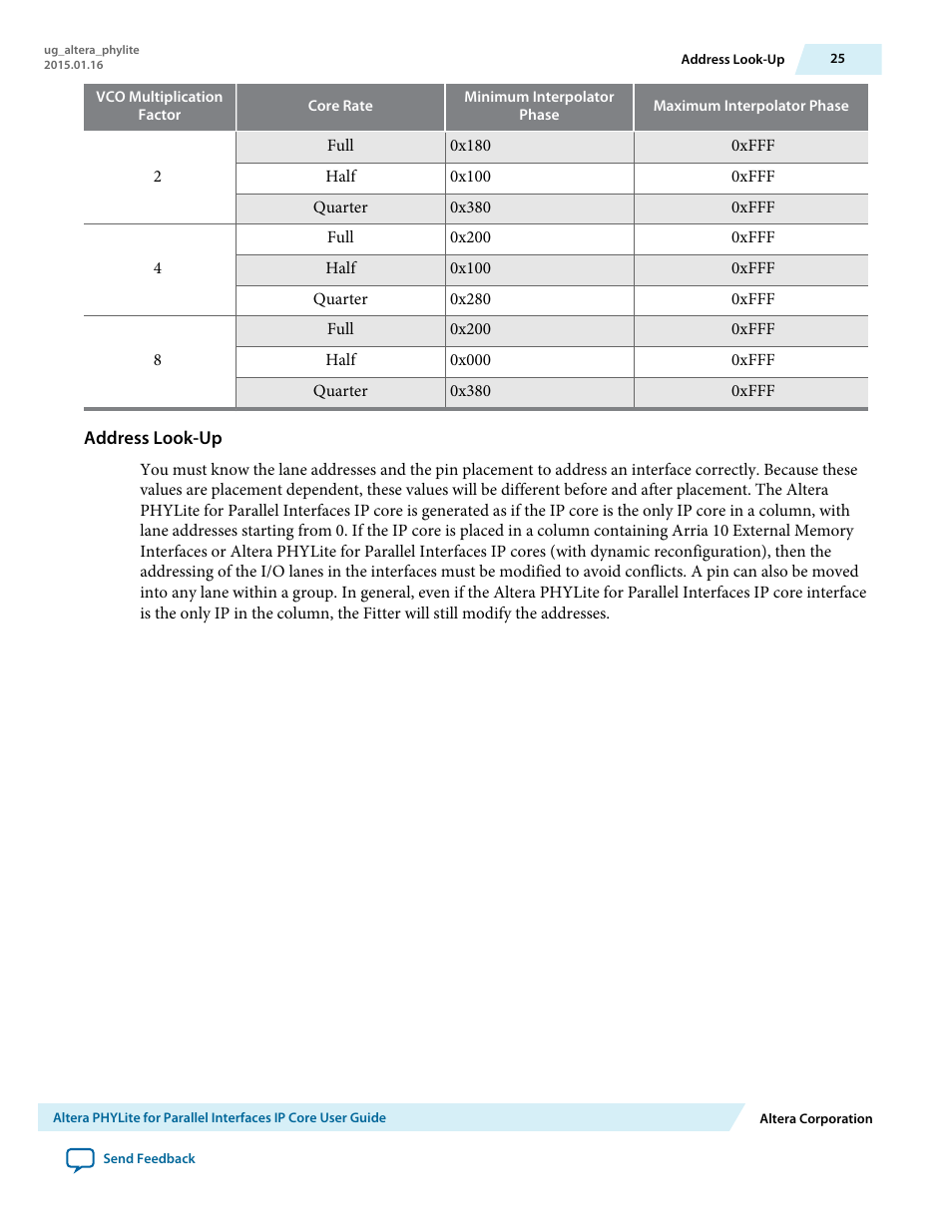 Address look-up | Altera PHYLite User Manual | Page 25 / 61