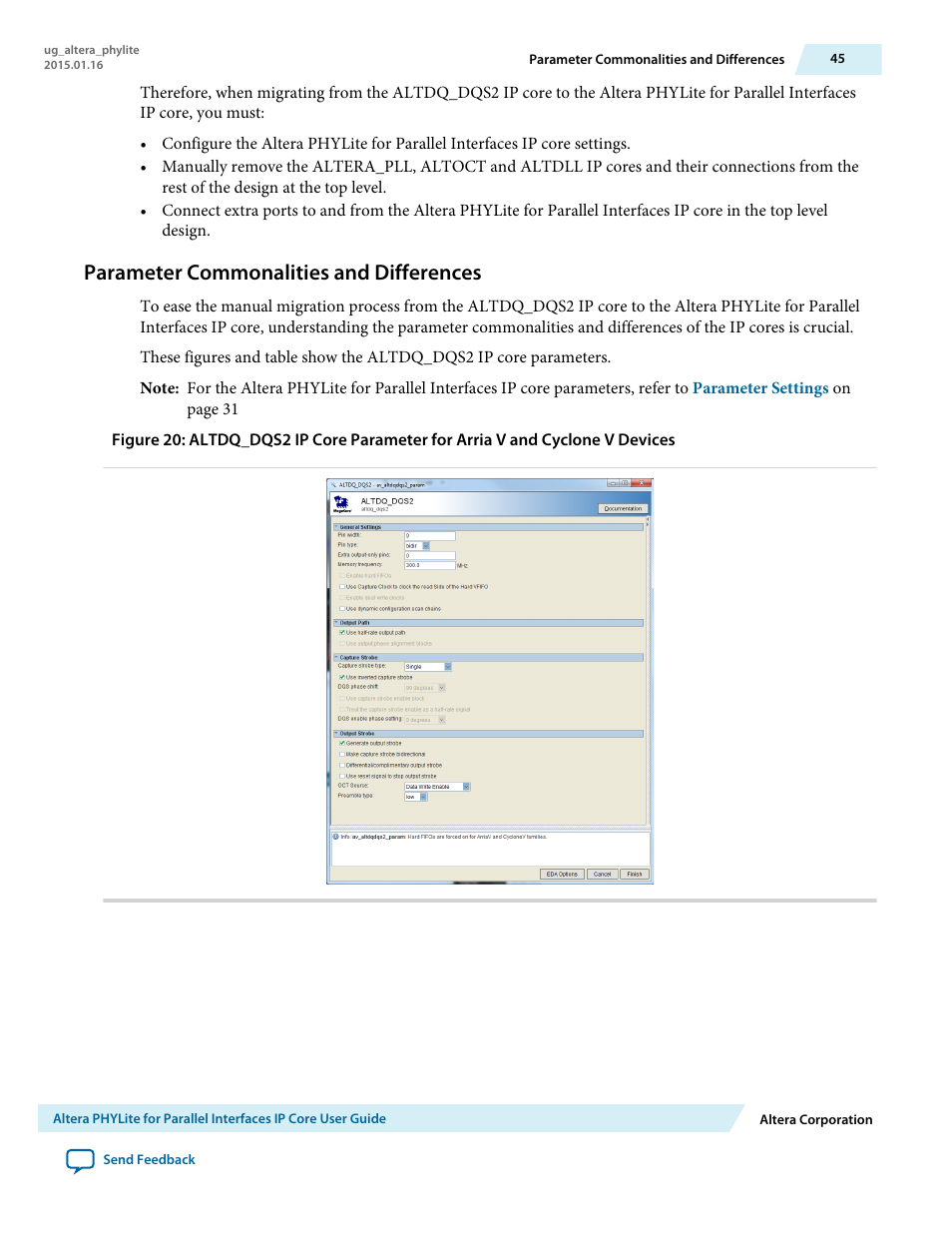 Parameter commonalities and differences | Altera PHYLite User Manual | Page 45 / 61