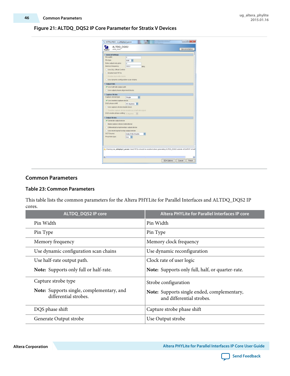 Common parameters | Altera PHYLite User Manual | Page 46 / 61