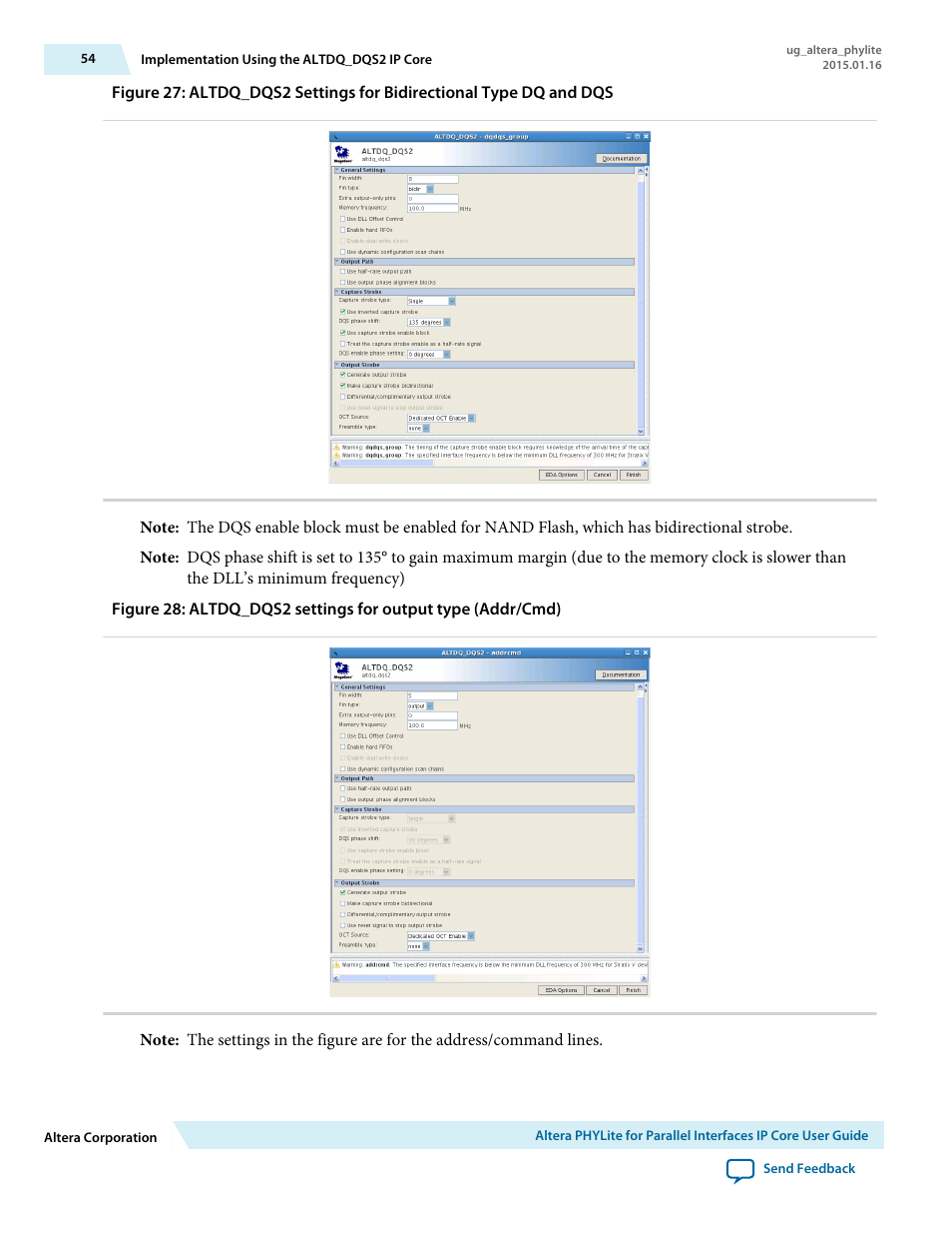 Bidirectional type for dq and dqs, Figure 27, Output type for addr/cmd | Figure 28 | Altera PHYLite User Manual | Page 54 / 61