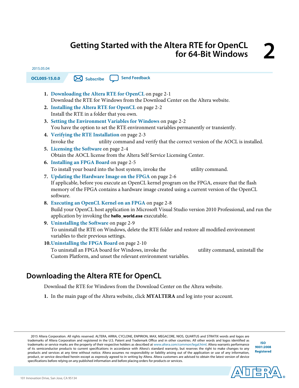 Downloading the altera rte for opencl, Downloading the altera rte for opencl -1 | Altera RTE for OpenCL User Manual | Page 10 / 53