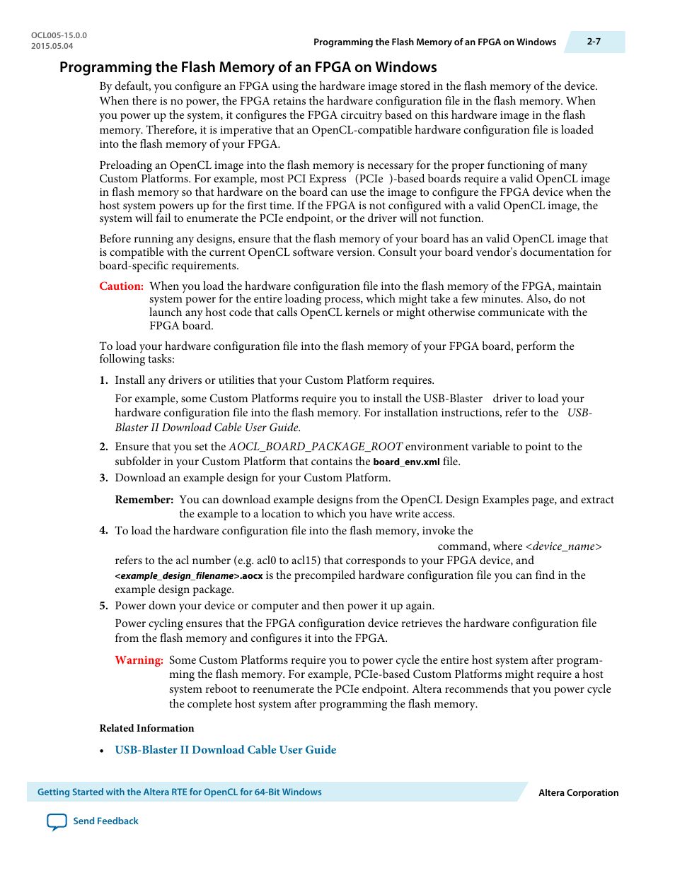 Programming the flash memory of an fpga on windows | Altera RTE for OpenCL User Manual | Page 16 / 53