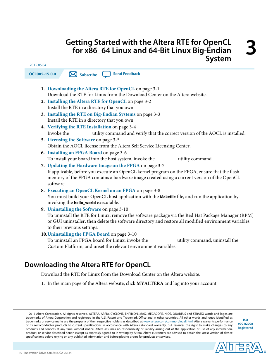 Downloading the altera rte for opencl, Bit linux big-endian system -1, Downloading the altera rte for opencl -1 | Altera RTE for OpenCL User Manual | Page 20 / 53