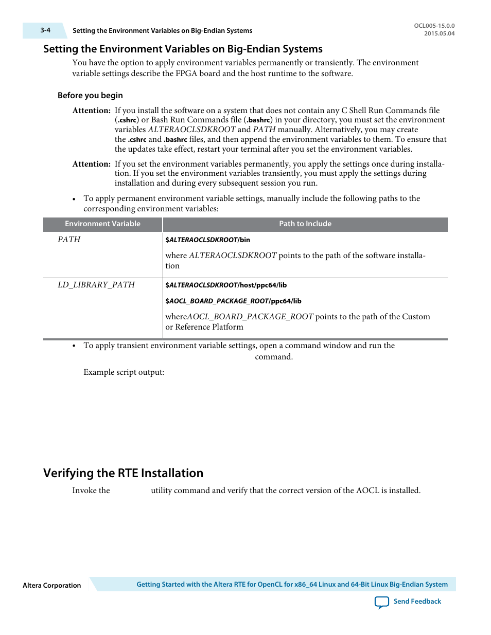 Verifying the rte installation, Verifying the rte installation -4 | Altera RTE for OpenCL User Manual | Page 23 / 53