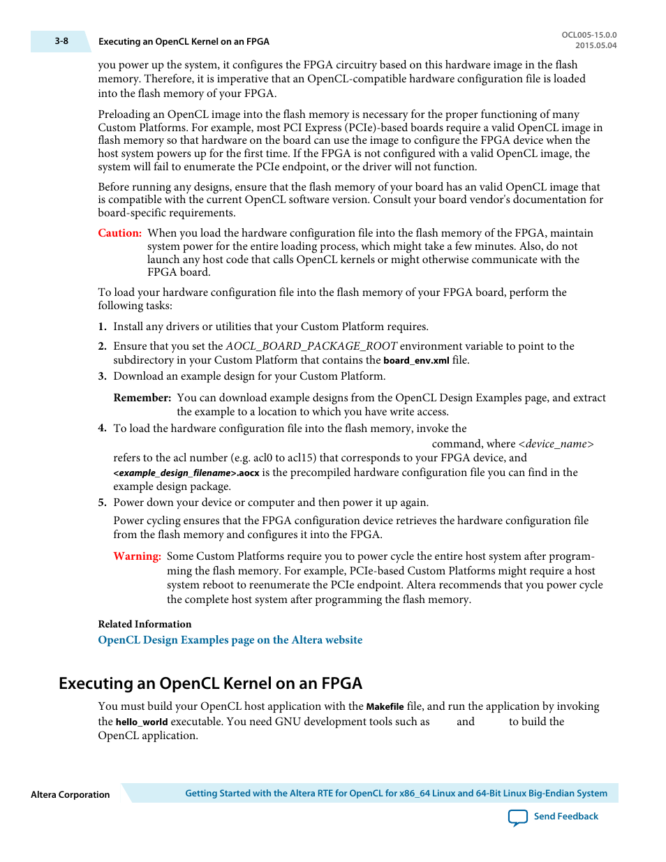 Executing an opencl kernel on an fpga, Executing an opencl kernel on an fpga -8 | Altera RTE for OpenCL User Manual | Page 27 / 53