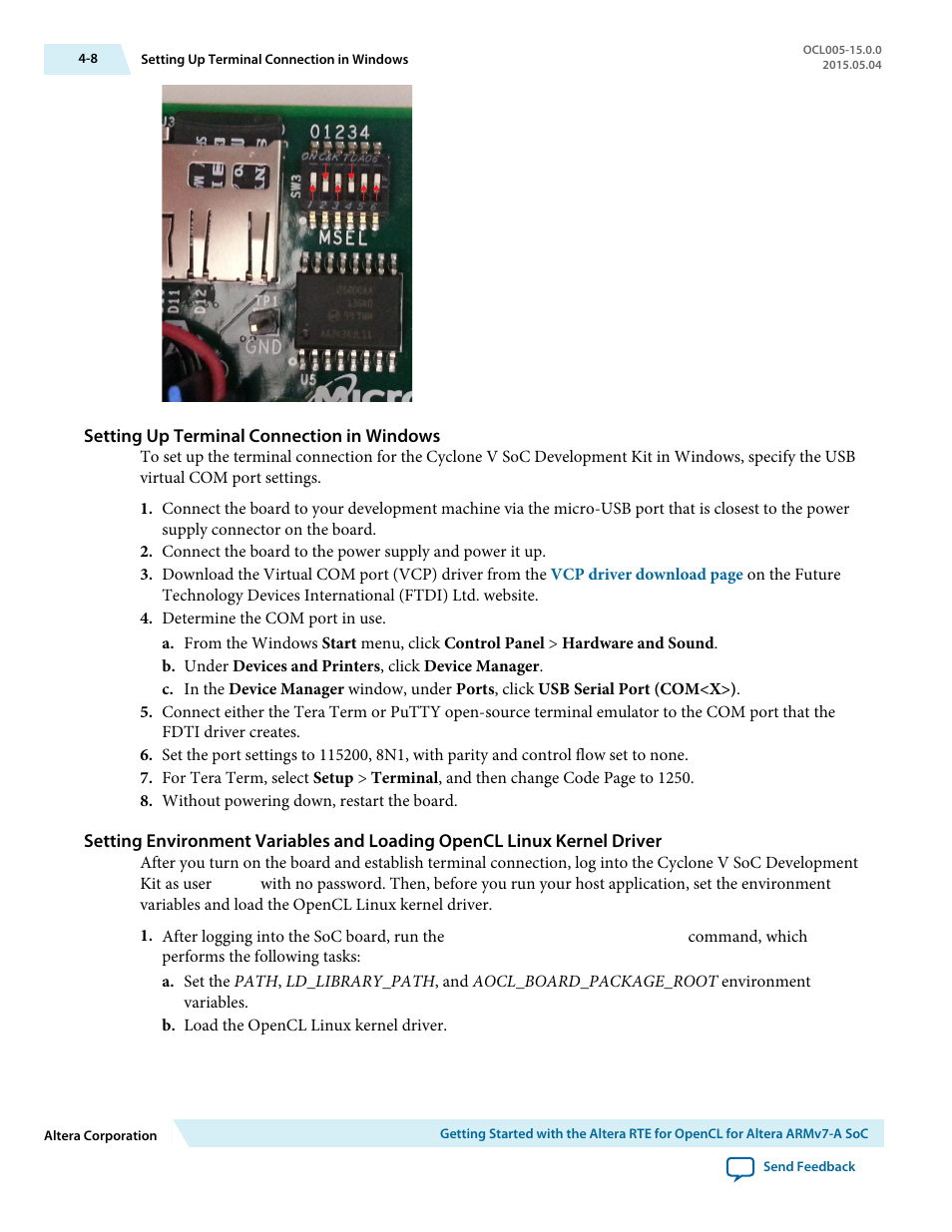 Setting up terminal connection in windows | Altera RTE for OpenCL User Manual | Page 37 / 53