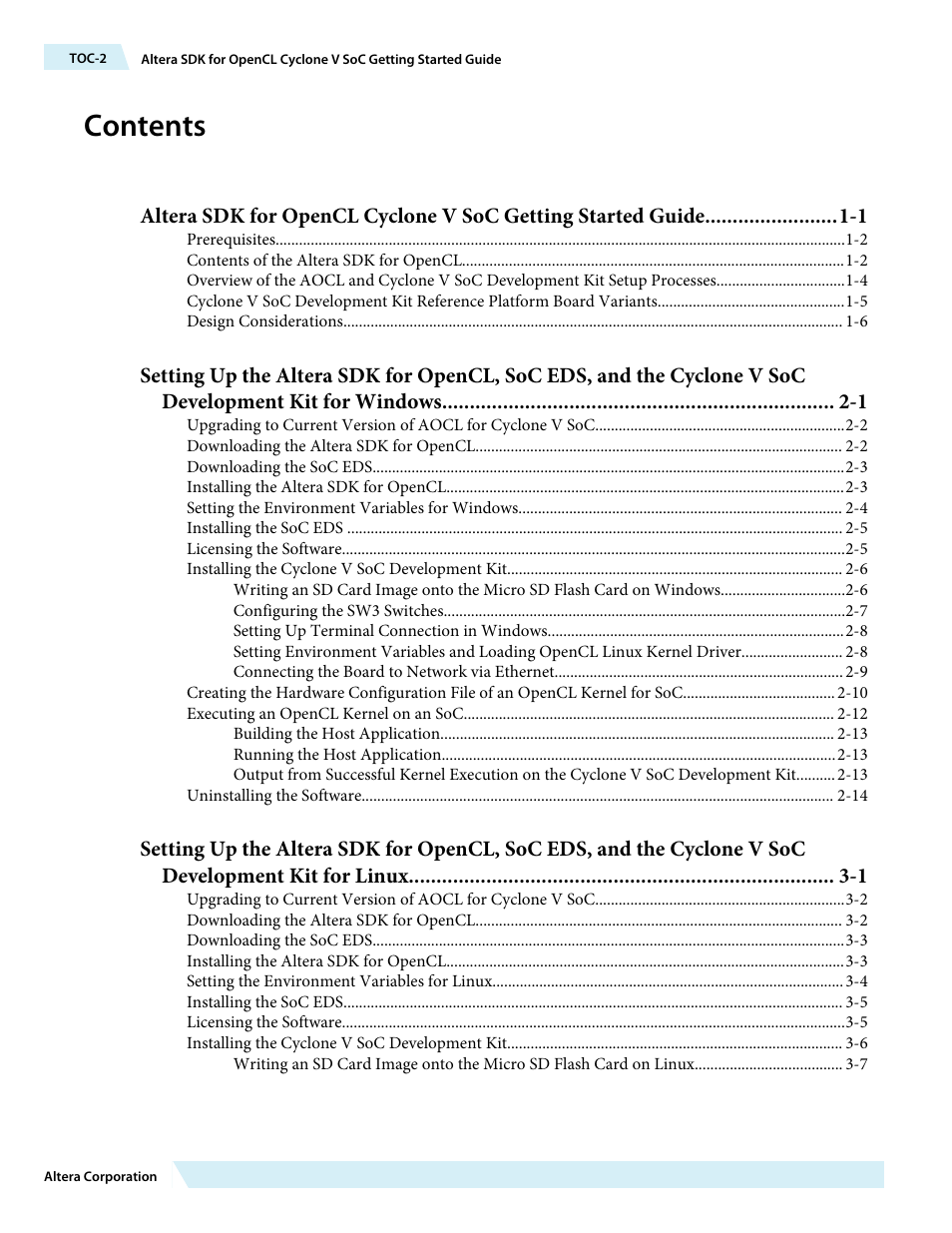 Altera SDK for OpenCL Cyclone V SoC User Manual | Page 2 / 39