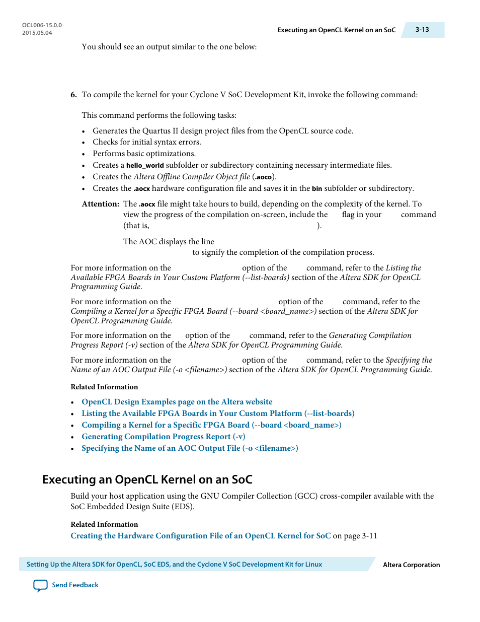 Executing an opencl kernel on an soc, Executing an opencl kernel on an soc -13 | Altera SDK for OpenCL Cyclone V SoC User Manual | Page 36 / 39