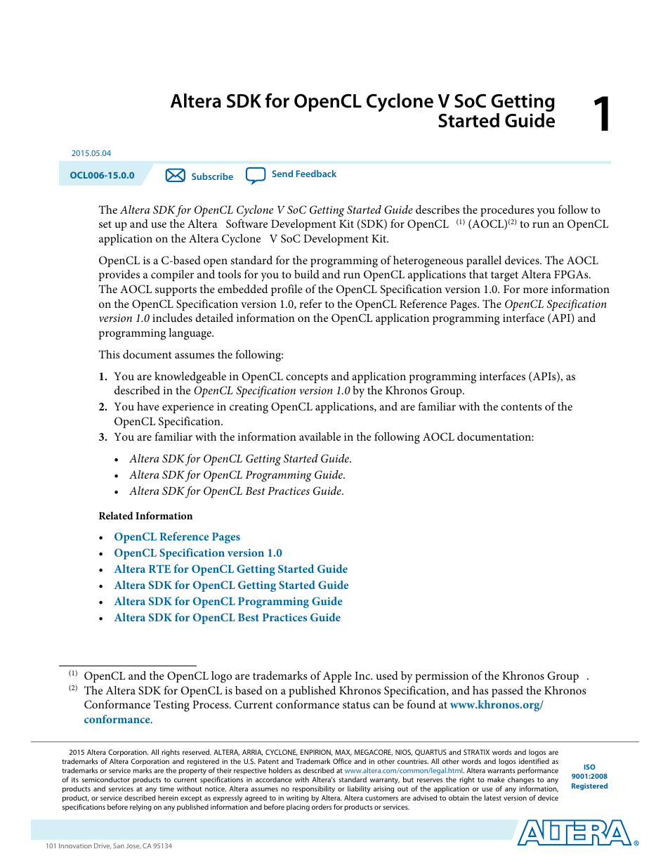 Altera SDK for OpenCL Cyclone V SoC User Manual | Page 4 / 39
