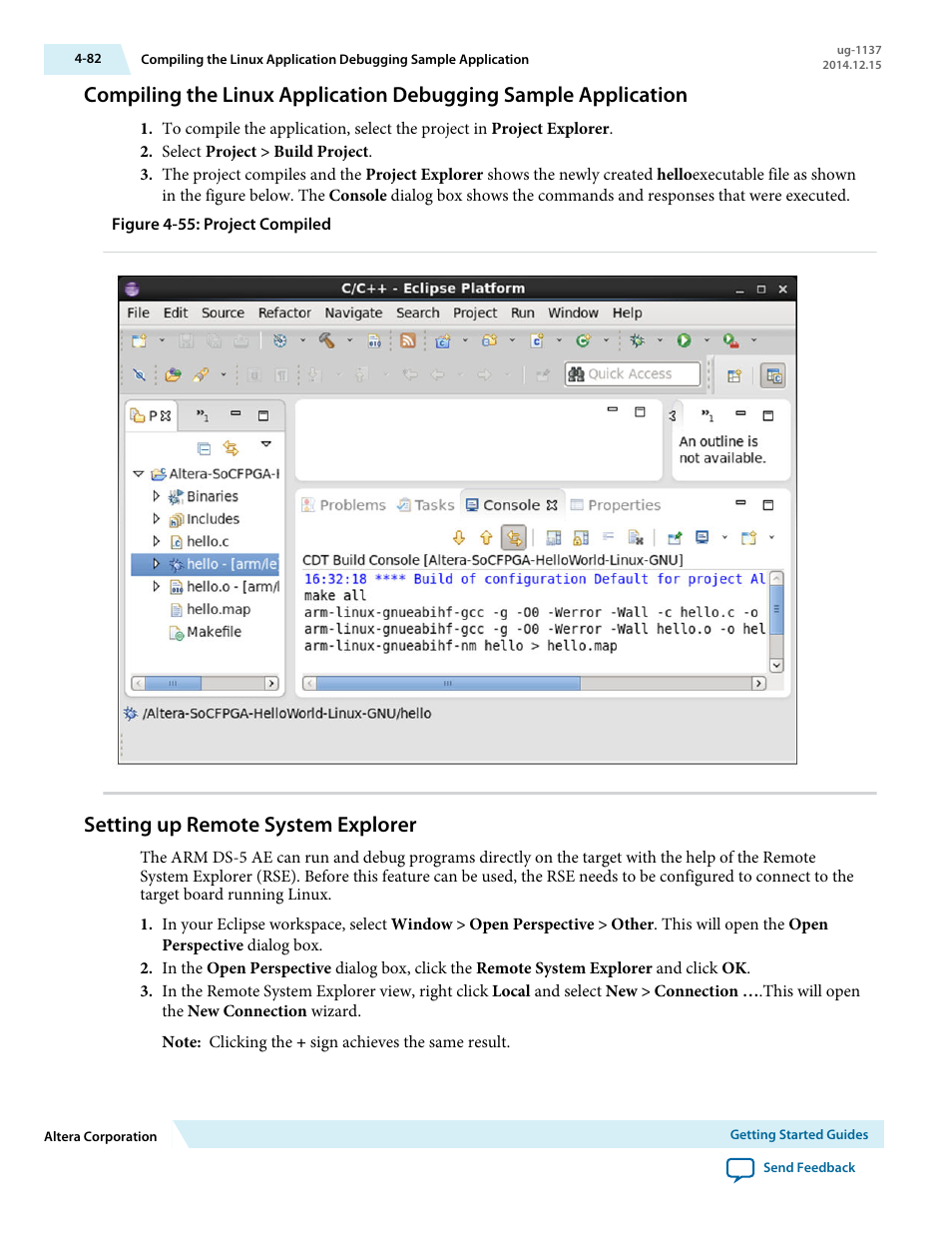 Setting up remote system explorer, Setting up remote system explorer -82 | Altera SoC Embedded Design Suite User Manual | Page 101 / 207