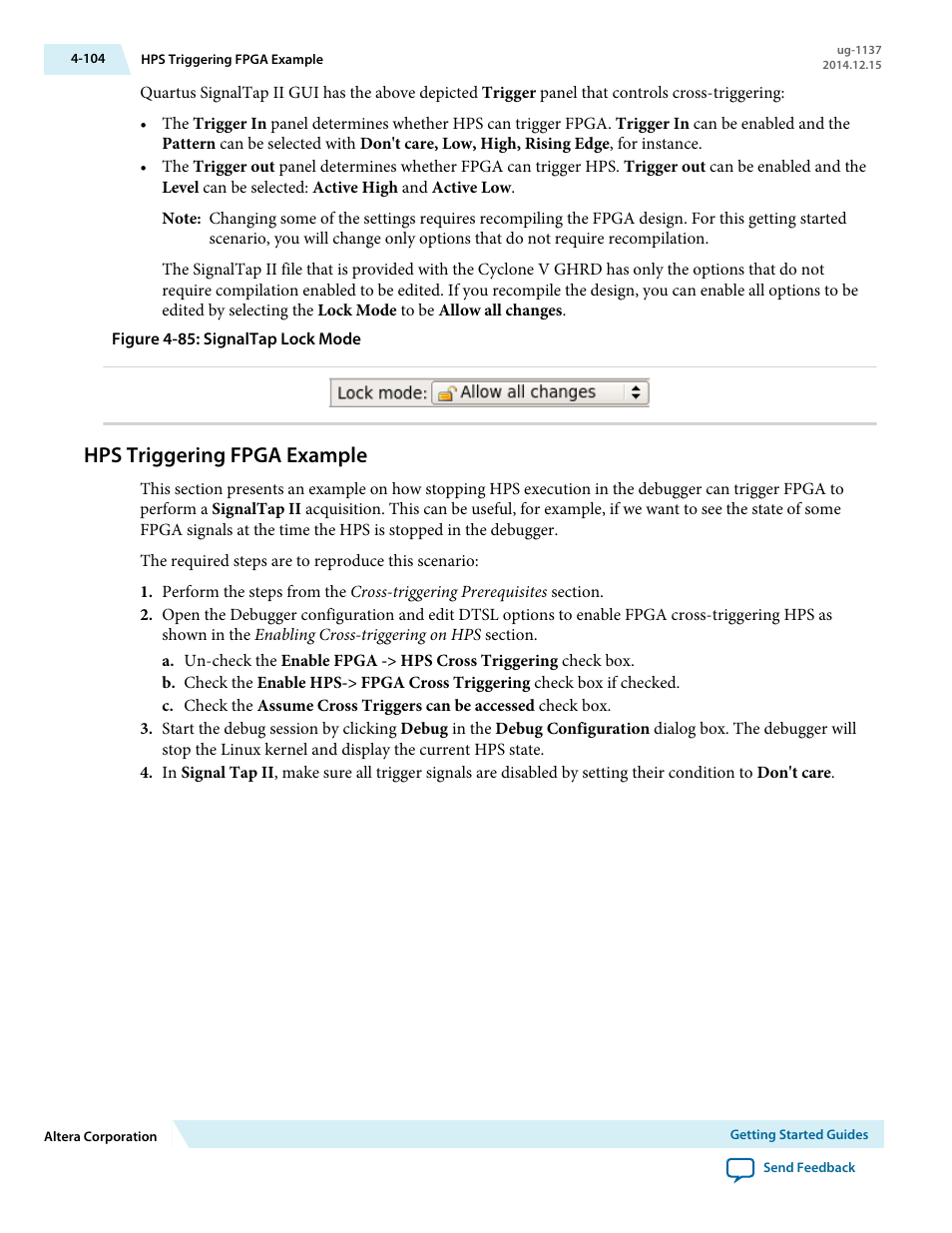 Hps triggering fpga example, Hps triggering fpga example -104 | Altera SoC Embedded Design Suite User Manual | Page 123 / 207