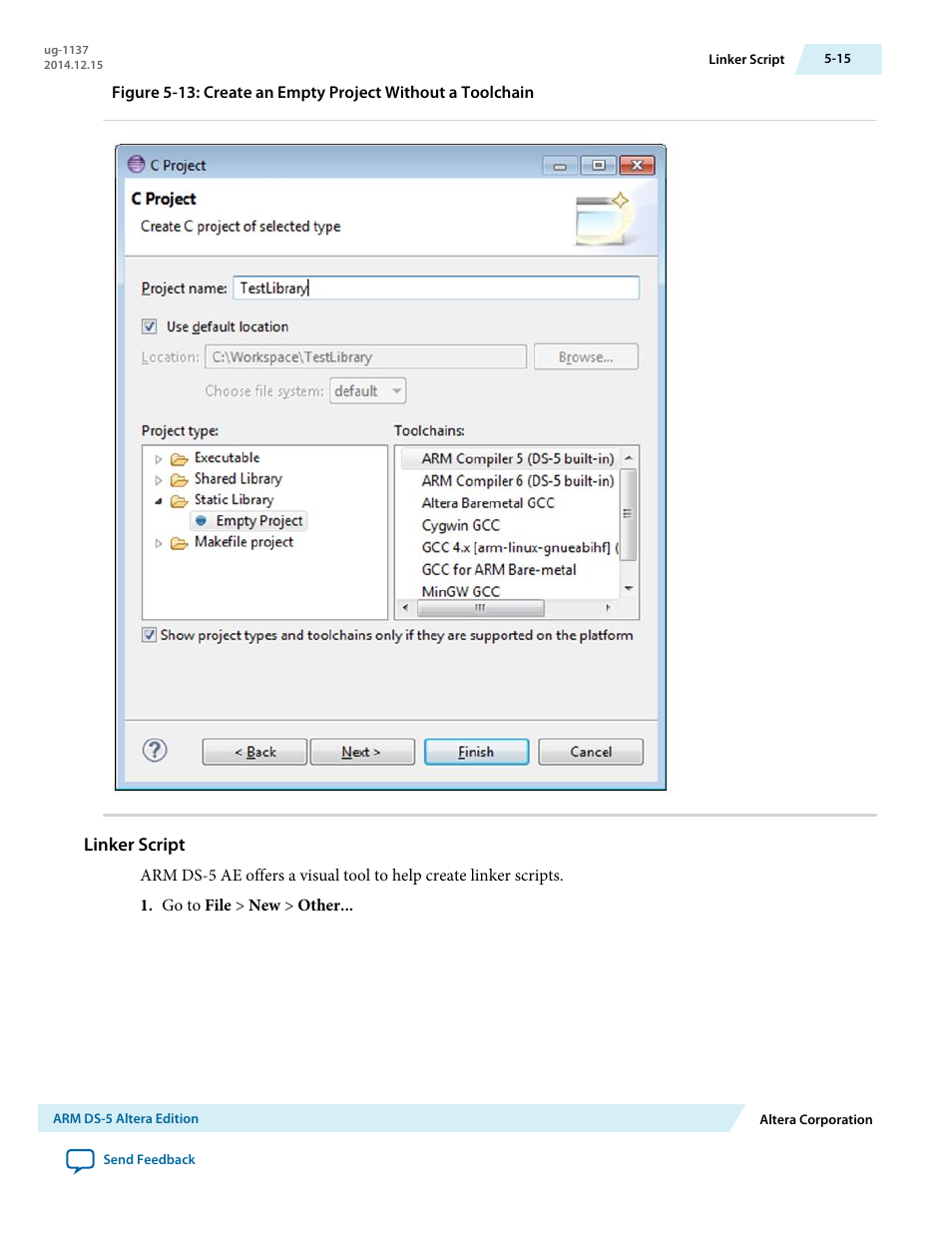 Linker script | Altera SoC Embedded Design Suite User Manual | Page 140 / 207