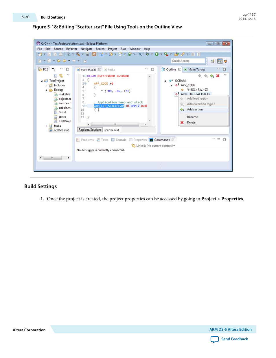 Build settings | Altera SoC Embedded Design Suite User Manual | Page 145 / 207