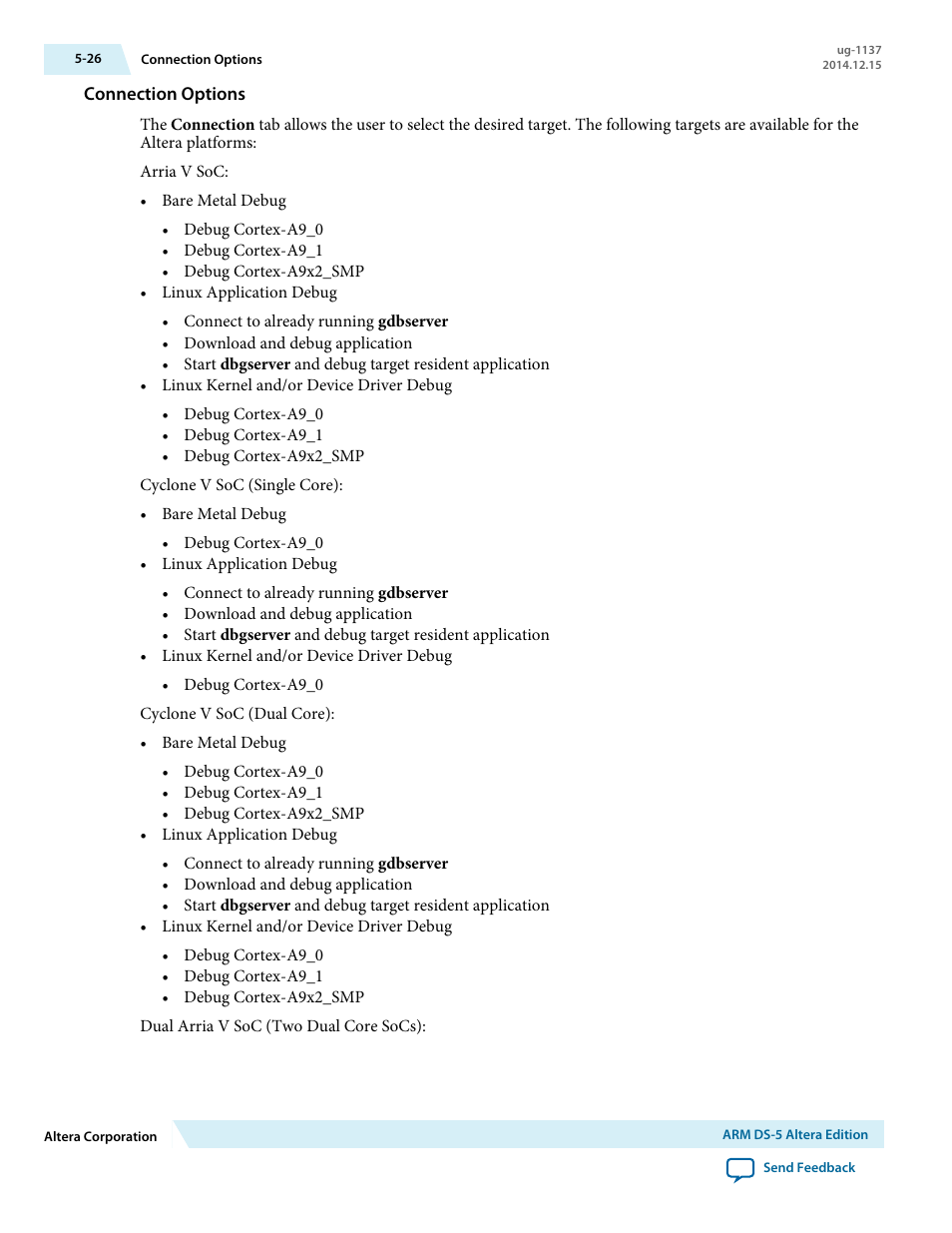 Connection options | Altera SoC Embedded Design Suite User Manual | Page 151 / 207