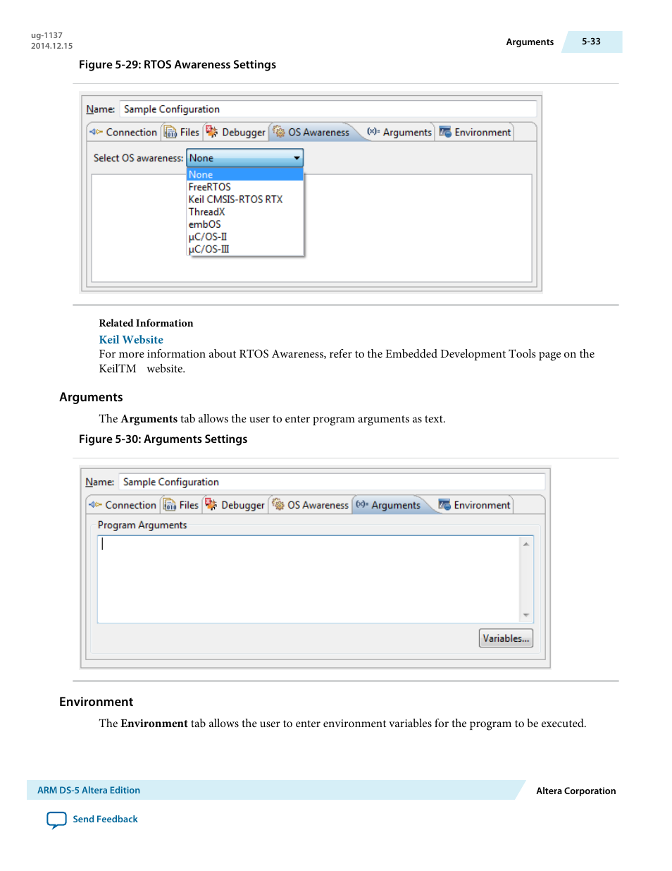 Arguments, Environment | Altera SoC Embedded Design Suite User Manual | Page 158 / 207