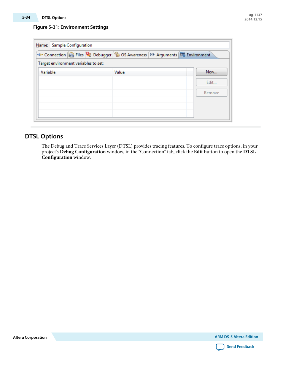 Dtsl options, Dtsl options -34 | Altera SoC Embedded Design Suite User Manual | Page 159 / 207