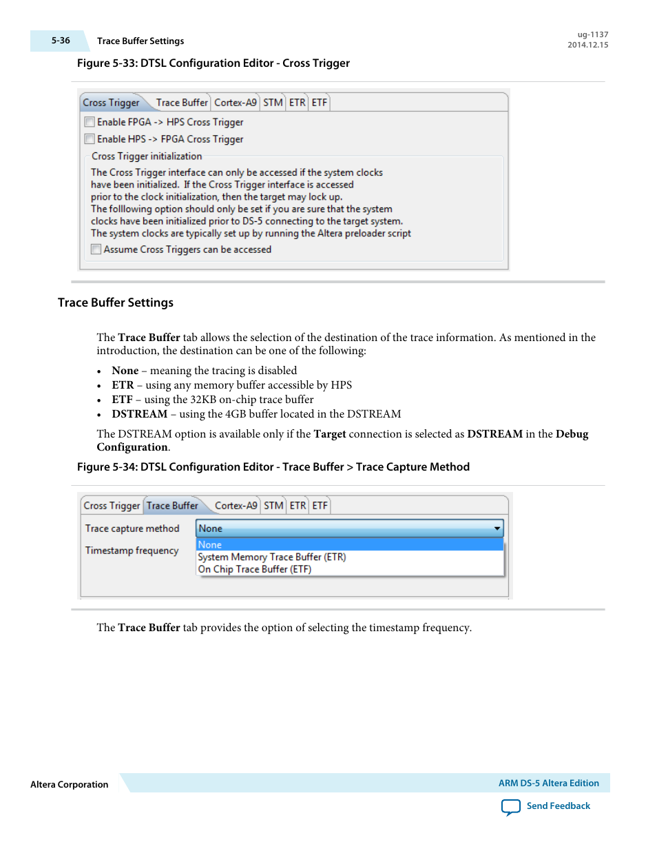 Trace buffer settings | Altera SoC Embedded Design Suite User Manual | Page 161 / 207