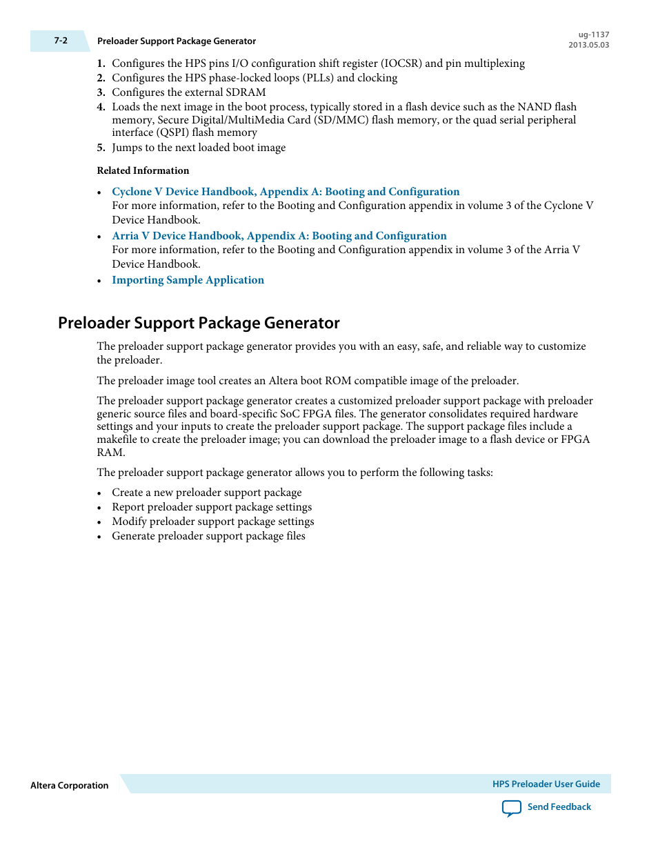 Preloader support package generator, Preloader support package generator -2 | Altera SoC Embedded Design Suite User Manual | Page 167 / 207