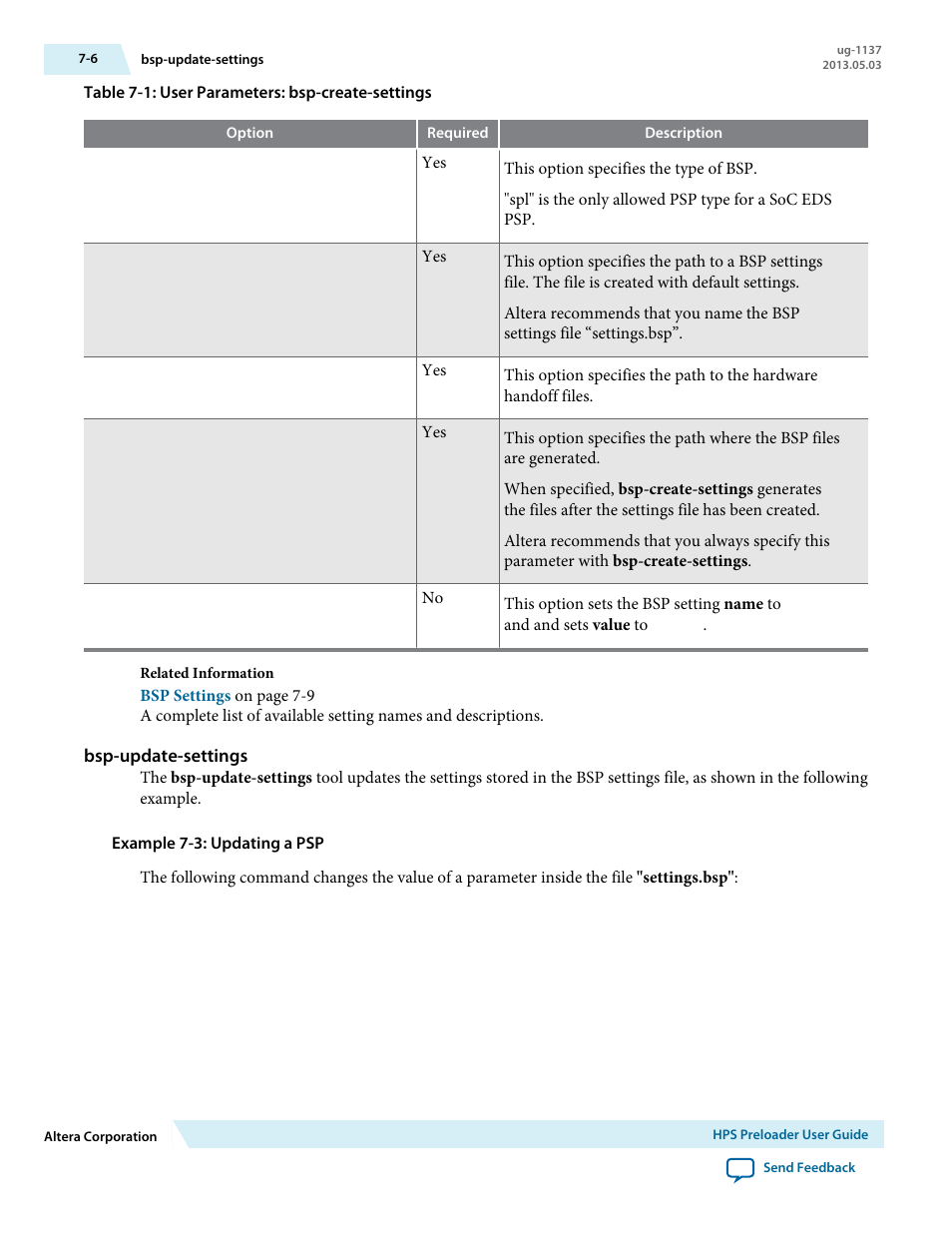 Bsp-update-settings | Altera SoC Embedded Design Suite User Manual | Page 171 / 207