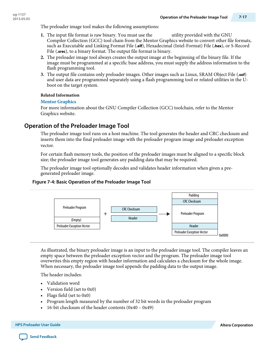 Operation of the preloader image tool, Operation of the preloader image tool -17 | Altera SoC Embedded Design Suite User Manual | Page 182 / 207