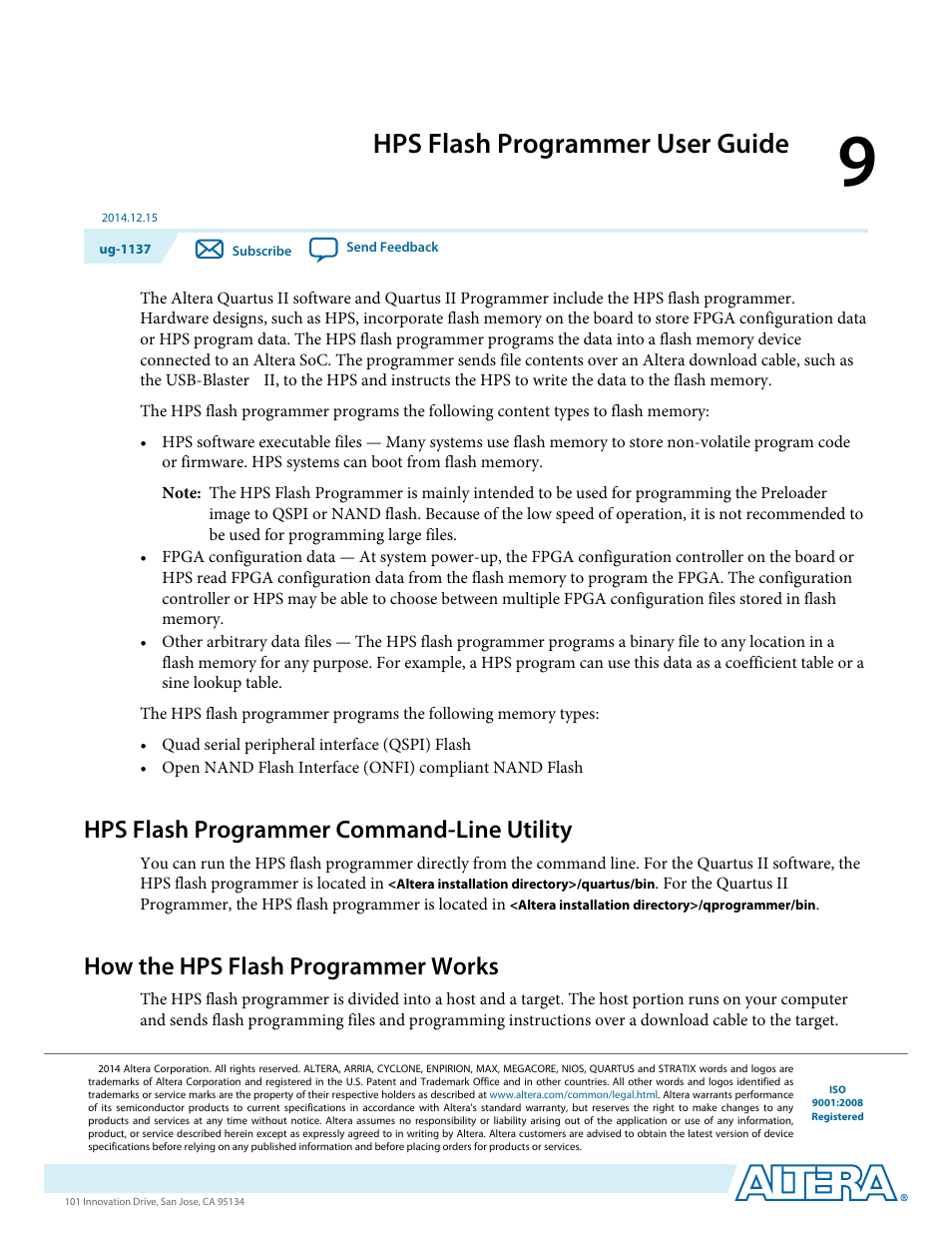 Hps flash programmer user guide, Hps flash programmer command-line utility, How the hps flash programmer works | Hps flash programmer user guide -1, Hps flash programmer command-line utility -1, How the hps flash programmer works -1 | Altera SoC Embedded Design Suite User Manual | Page 191 / 207