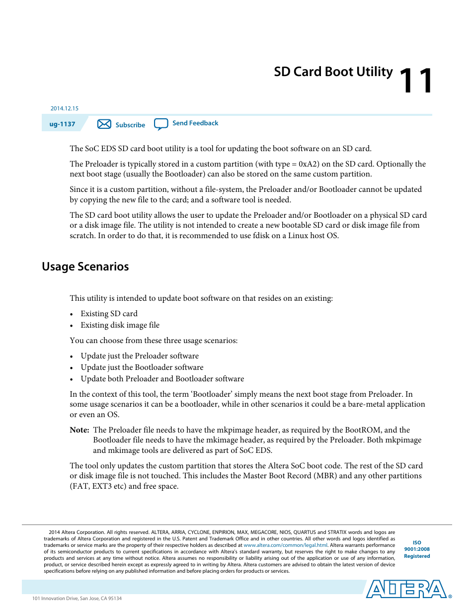 Sd card boot utility, Usage scenarios, Sd card boot utility -1 | Usage scenarios -1 | Altera SoC Embedded Design Suite User Manual | Page 199 / 207