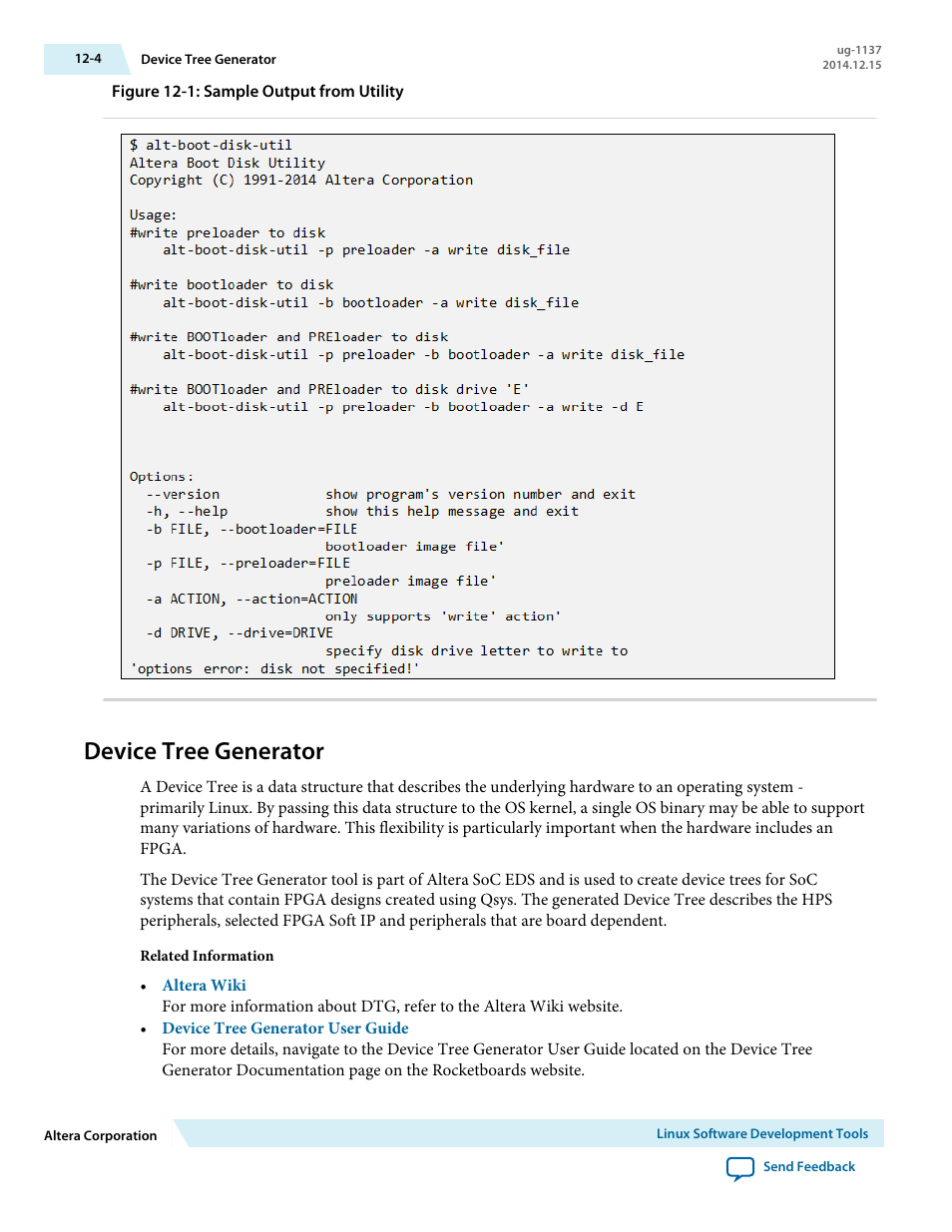 Device tree generator, Device tree generator -4 | Altera SoC Embedded Design Suite User Manual | Page 205 / 207