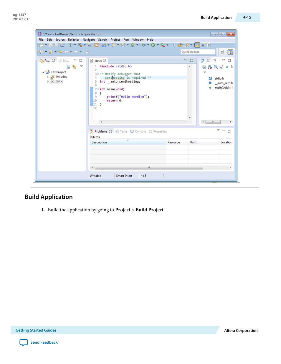 Build application, Build application -15 | Altera SoC Embedded Design Suite User Manual | Page 34 / 207