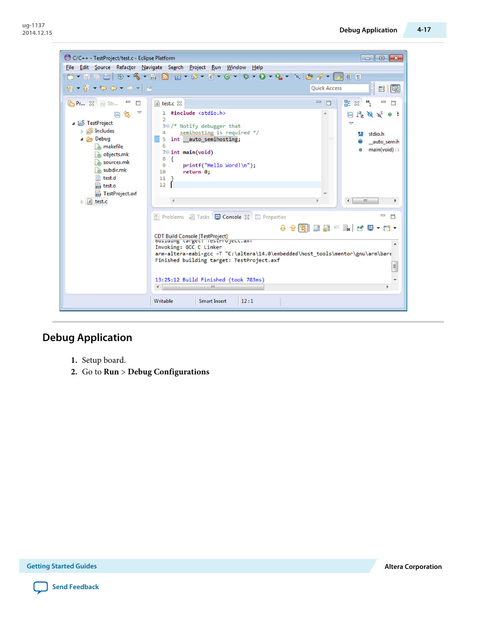 Debug application, Debug application -17 | Altera SoC Embedded Design Suite User Manual | Page 36 / 207