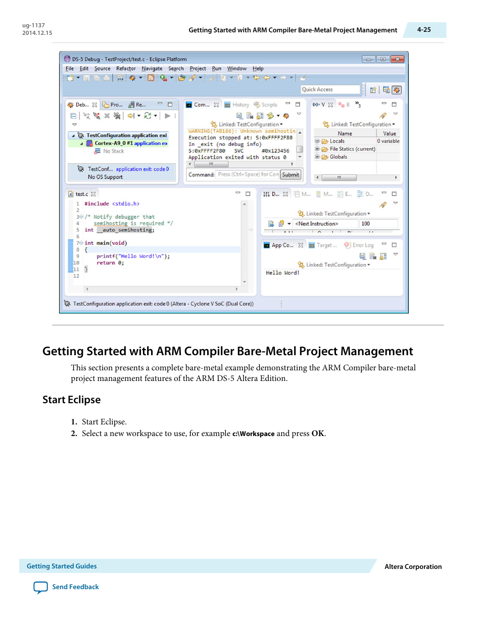 Start eclipse, Start eclipse -25 | Altera SoC Embedded Design Suite User Manual | Page 44 / 207