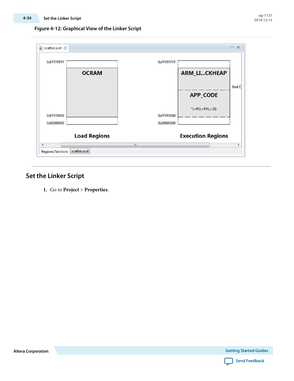 Set the linker script, Set the linker script -34 | Altera SoC Embedded Design Suite User Manual | Page 53 / 207