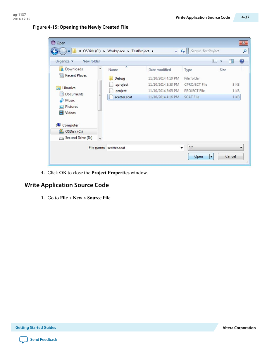 Write application source code, Write application source code -37 | Altera SoC Embedded Design Suite User Manual | Page 56 / 207