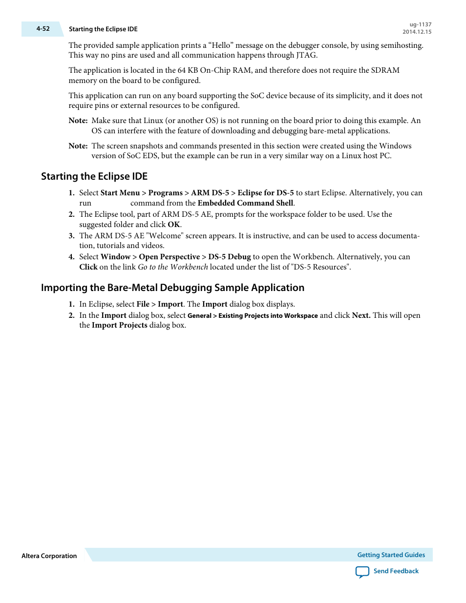 Starting the eclipse ide, Starting the eclipse ide -52 | Altera SoC Embedded Design Suite User Manual | Page 71 / 207