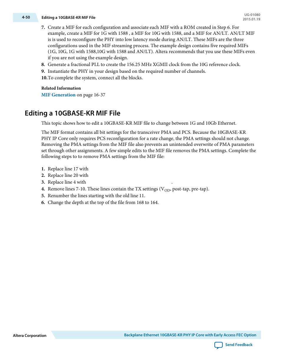 Editing a 10gbase-kr mif file, Editing a 10gbase-kr mif file -50 | Altera Transceiver PHY IP Core User Manual | Page 106 / 702