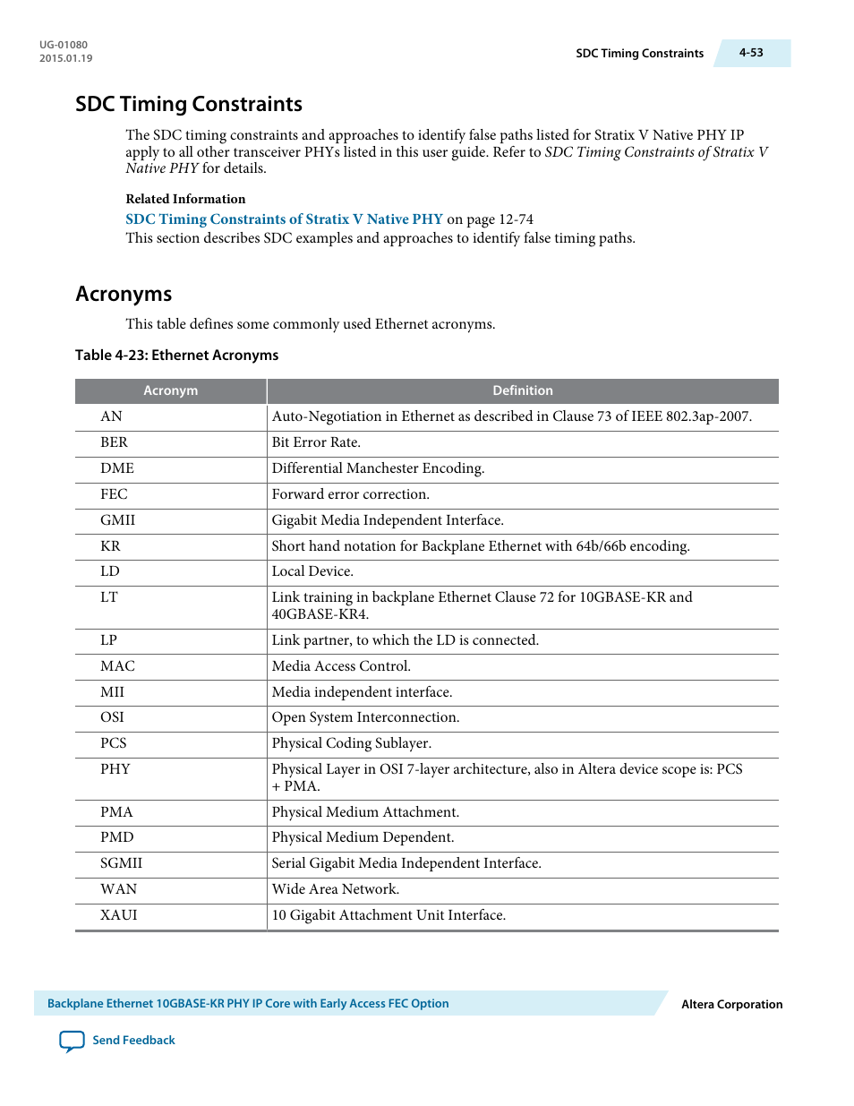 Sdc timing constraints, Acronyms, Sdc timing constraints -53 | Acronyms -53 | Altera Transceiver PHY IP Core User Manual | Page 109 / 702