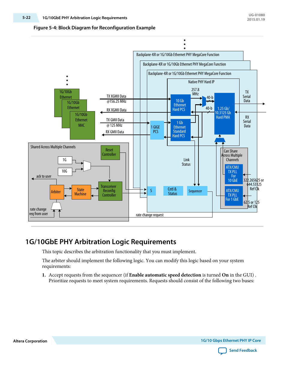 1g/10gbe phy arbitration logic requirements, 1g/10gbe phy arbitration logic requirements -22, Machine. refer to | Altera Transceiver PHY IP Core User Manual | Page 131 / 702