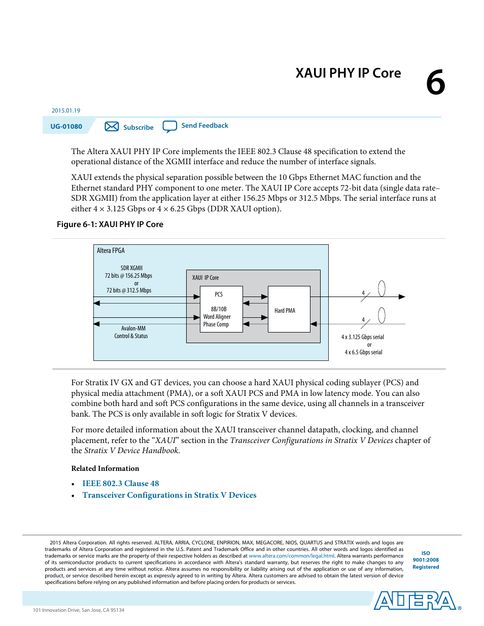 Xaui phy ip core, Xaui phy ip core -1 | Altera Transceiver PHY IP Core User Manual | Page 141 / 702