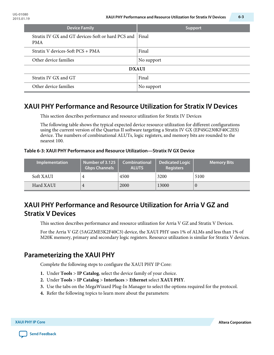 Parameterizing the xaui phy, Parameterizing the xaui phy -3 | Altera Transceiver PHY IP Core User Manual | Page 143 / 702