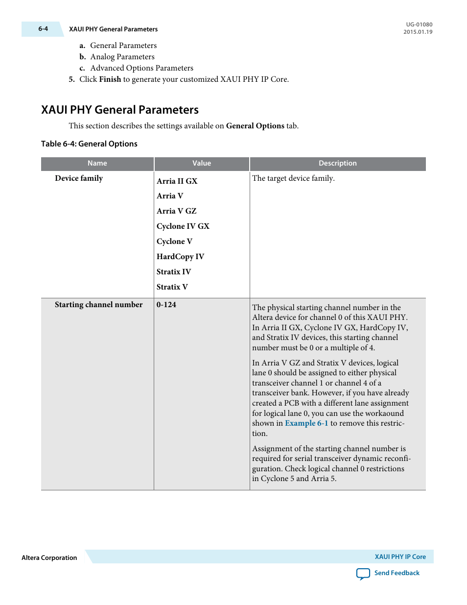 Xaui phy general parameters, Xaui phy general parameters -4 | Altera Transceiver PHY IP Core User Manual | Page 144 / 702