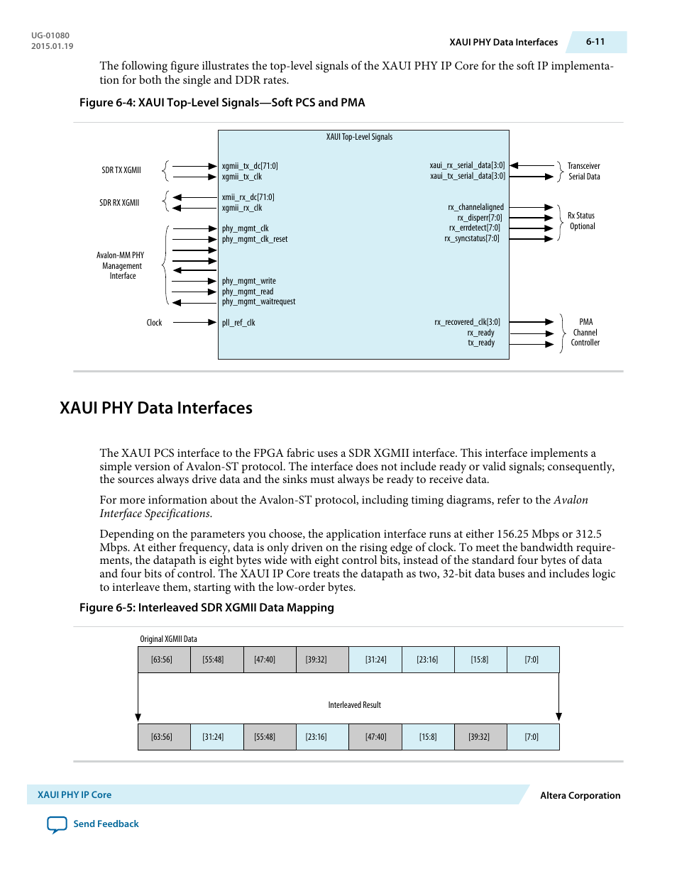 Xaui phy data interfaces, Xaui phy data interfaces -11, Figure 6-4 | Altera Transceiver PHY IP Core User Manual | Page 151 / 702