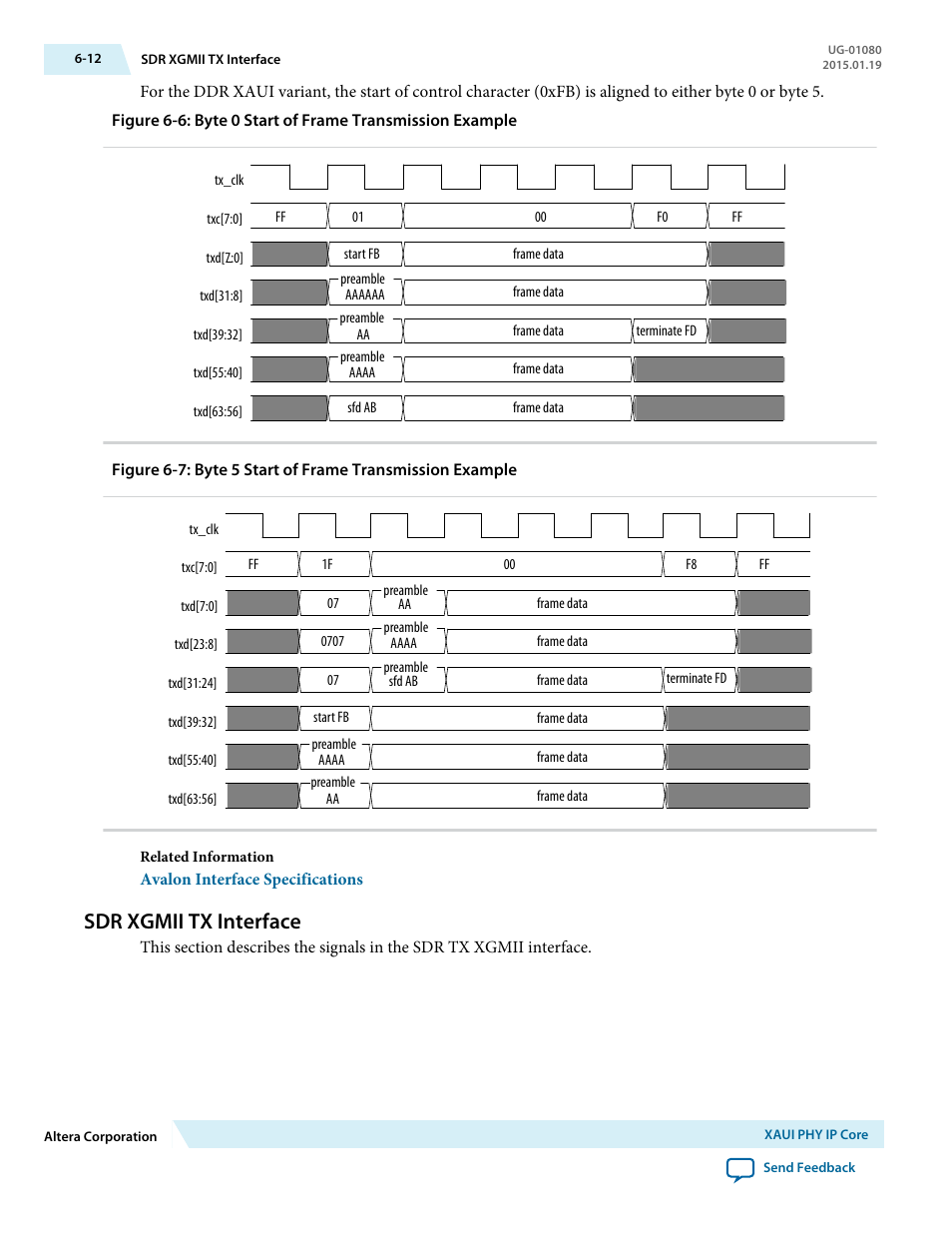 Sdr xgmii tx interface, Sdr xgmii tx interface -12 | Altera Transceiver PHY IP Core User Manual | Page 152 / 702