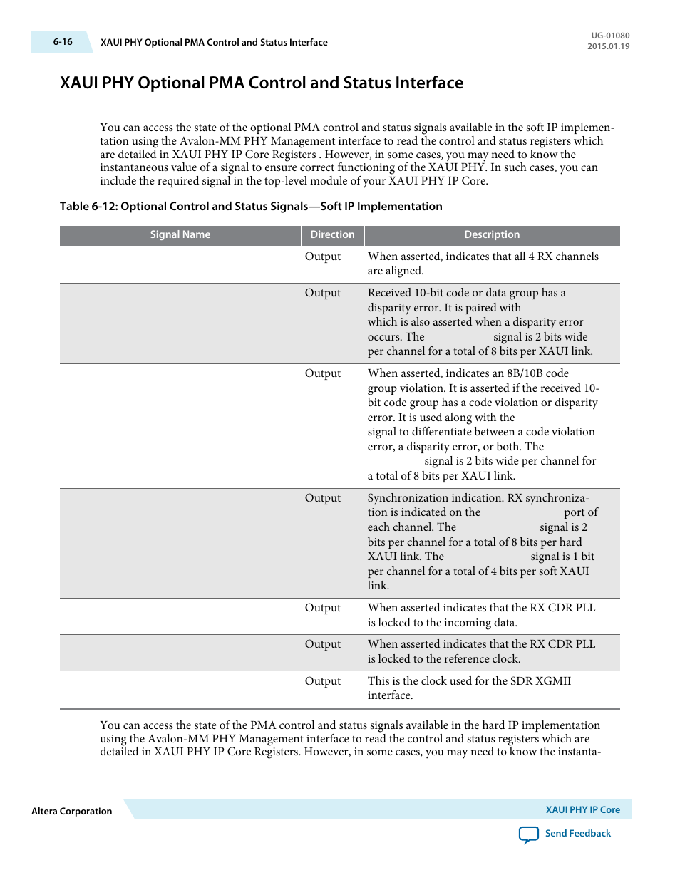 Xaui phy optional pma control and status interface | Altera Transceiver PHY IP Core User Manual | Page 156 / 702