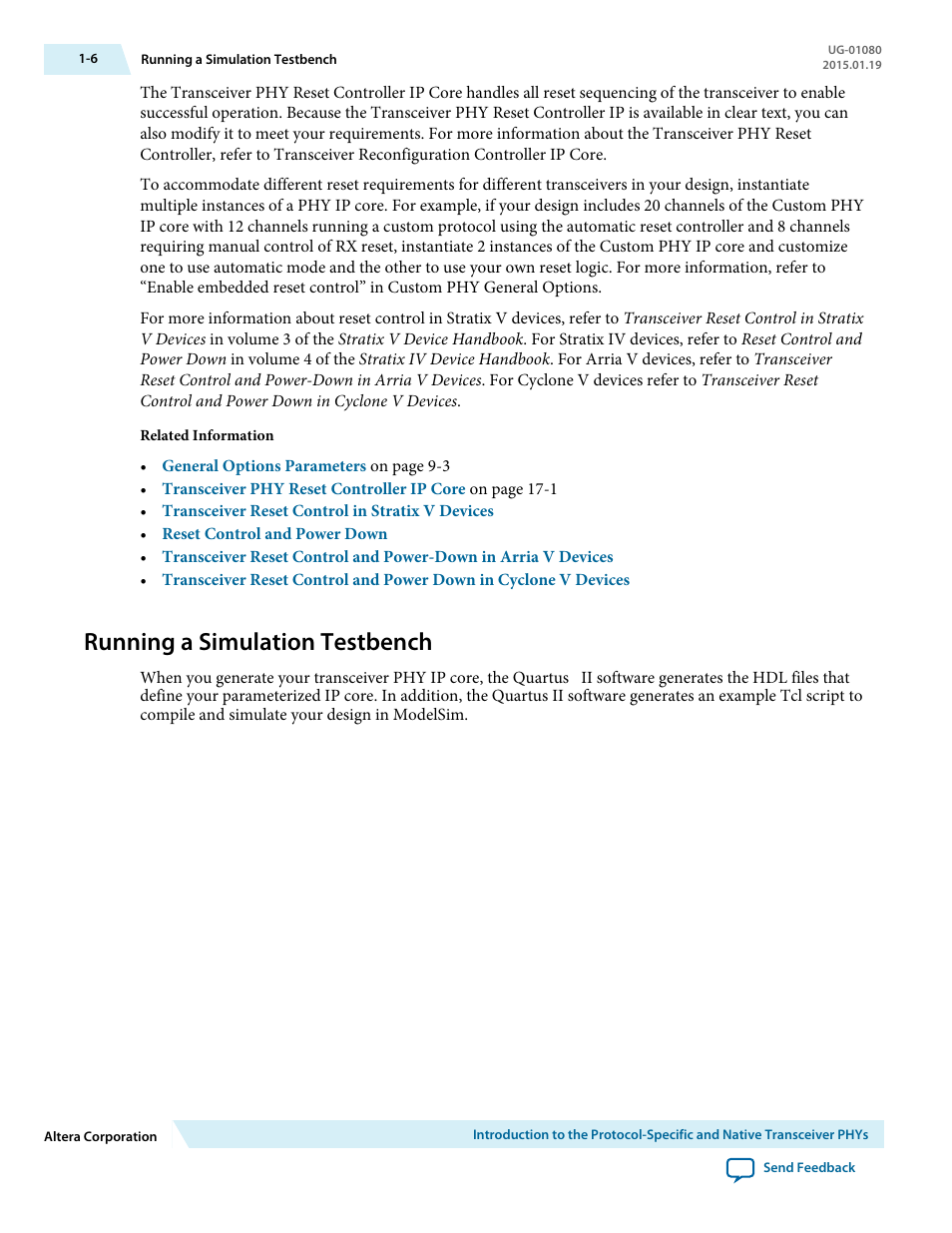 Running a simulation testbench, Running a simulation testbench -6 | Altera Transceiver PHY IP Core User Manual | Page 17 / 702