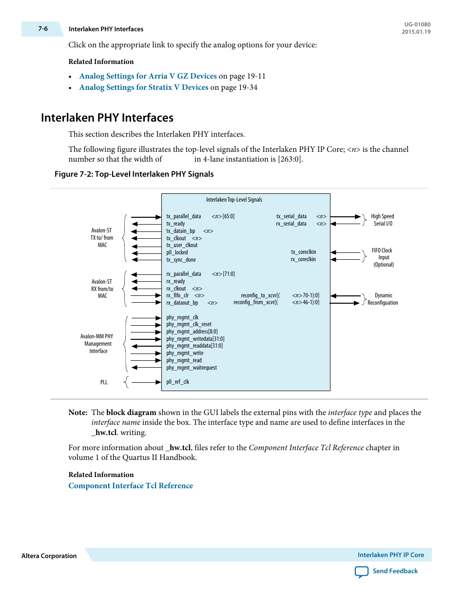 Interlaken phy interfaces, Interlaken phy interfaces -6 | Altera Transceiver PHY IP Core User Manual | Page 173 / 702