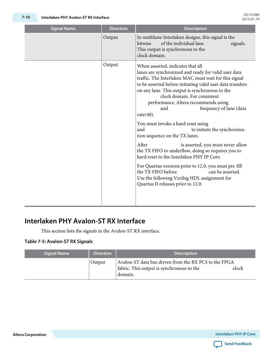 Interlaken phy avalon-st rx interface, Interlaken phy avalon-st rx interface -10 | Altera Transceiver PHY IP Core User Manual | Page 177 / 702