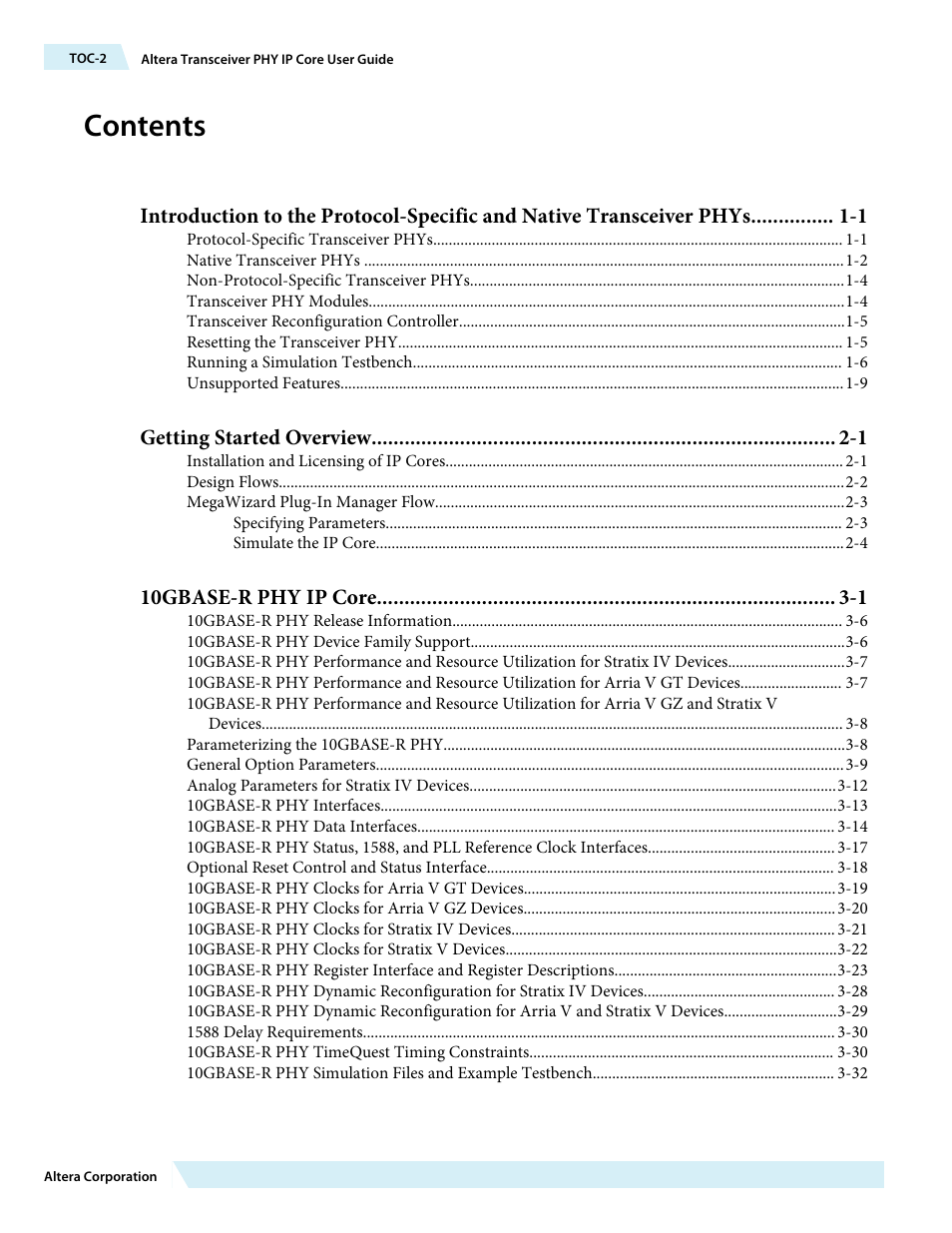 Altera Transceiver PHY IP Core User Manual | Page 2 / 702