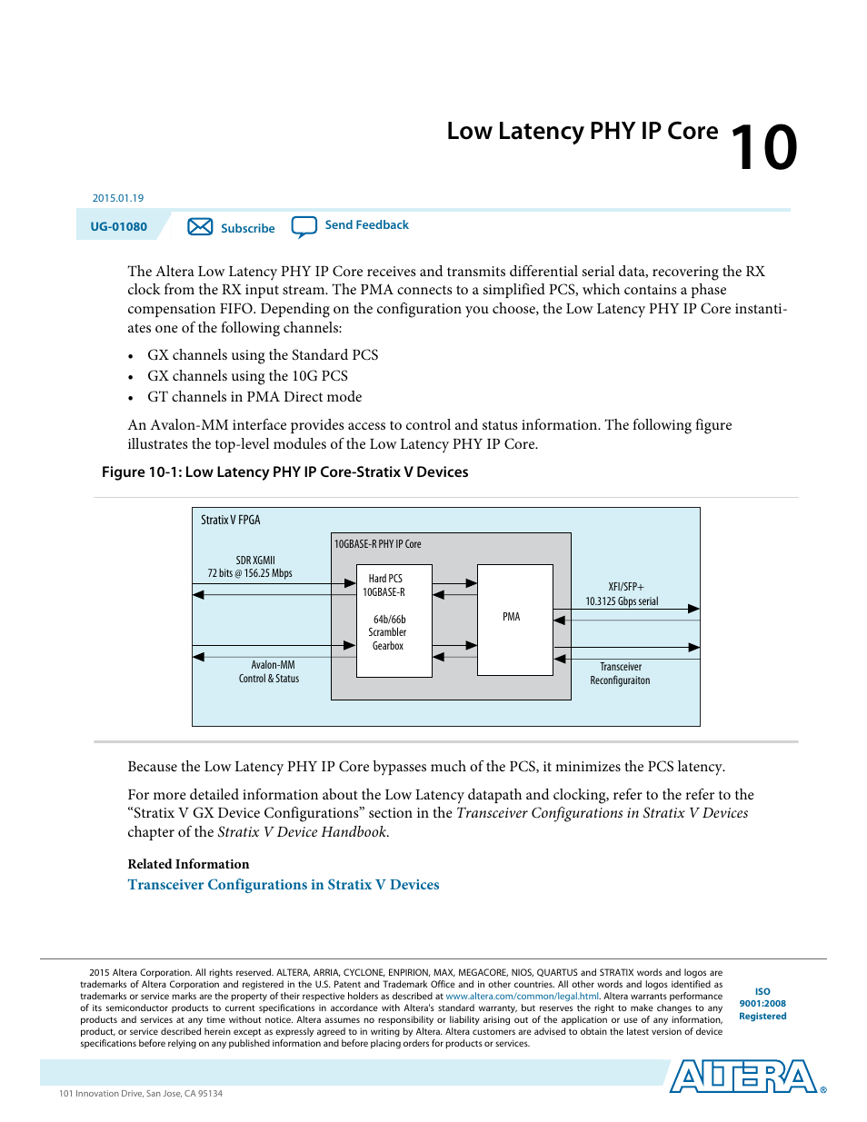 Low latency phy ip core, Low latency phy ip core -1 | Altera Transceiver PHY IP Core User Manual | Page 248 / 702