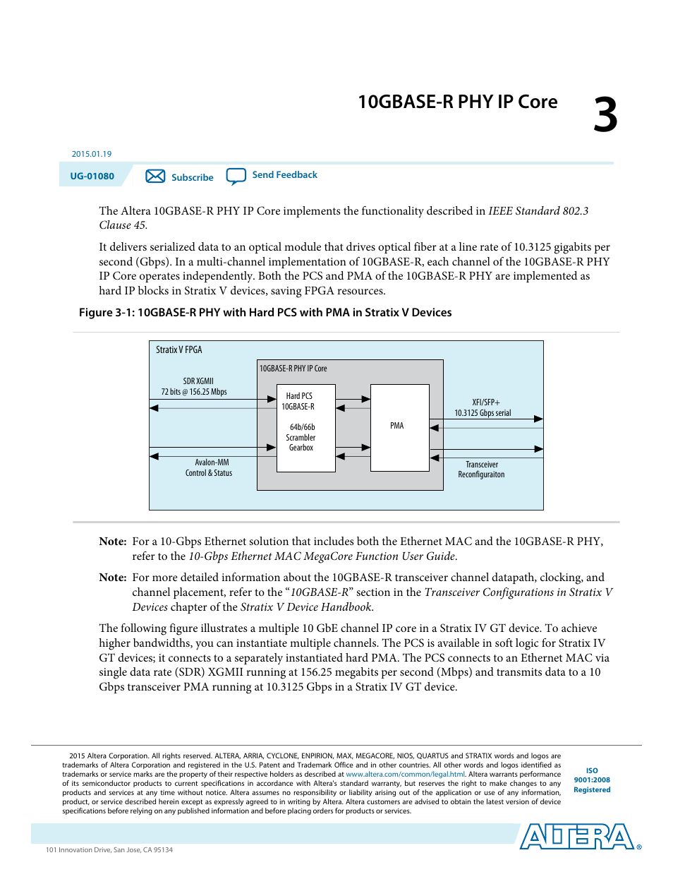 10gbase-r phy ip core, 10gbase-r phy ip core -1 | Altera Transceiver PHY IP Core User Manual | Page 25 / 702